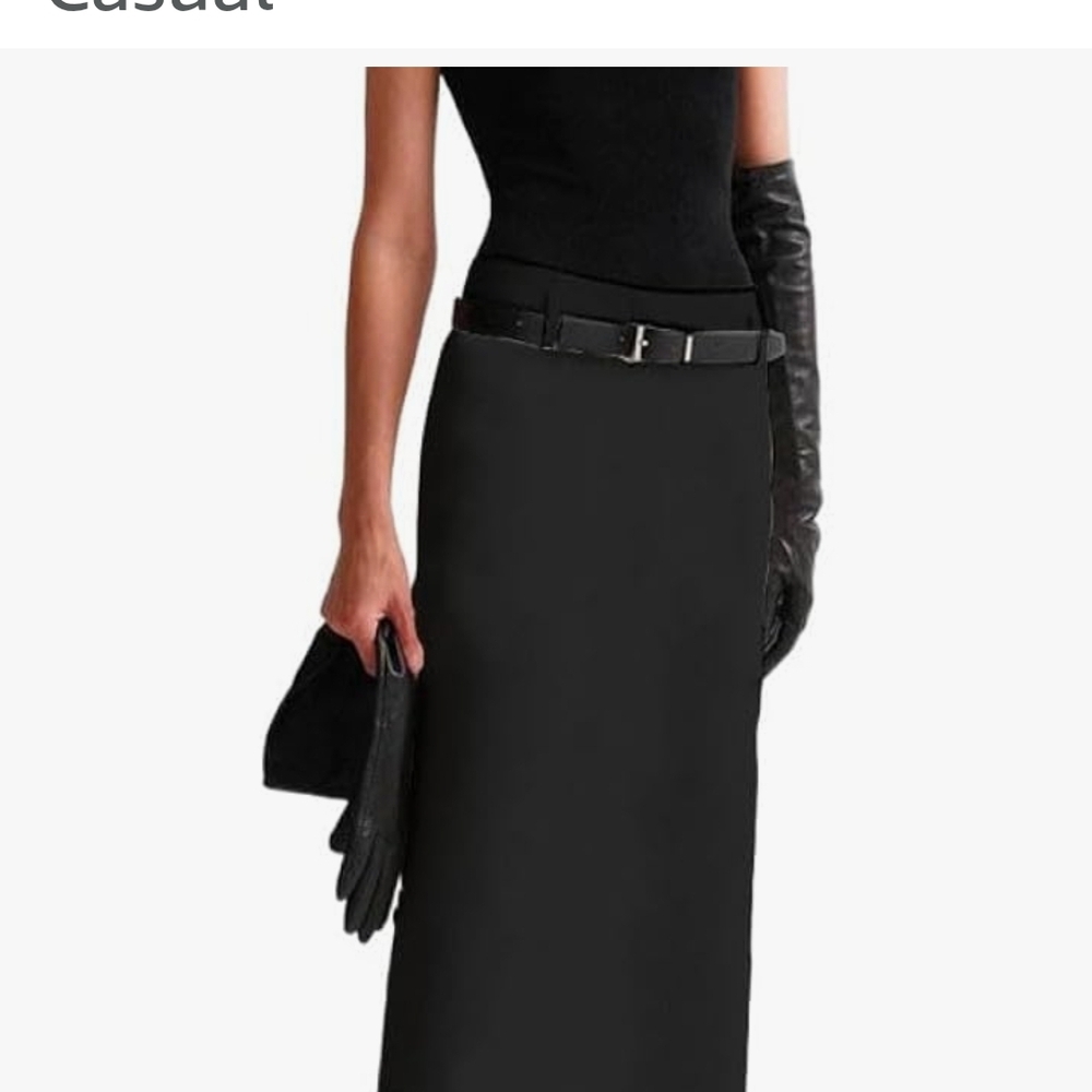 Elegant Black Maxi Pencil Skirt Stretchy.